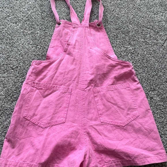 &merci En Merci Bubble Gum Pink Washed Shortalls 100% Cotton Side Zipper Size M - Picture 13 of 13